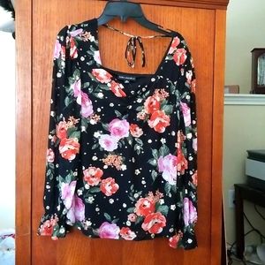 Blouse black florap blouse